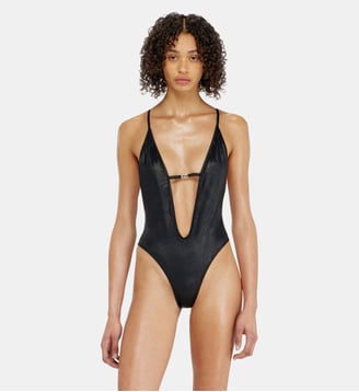 Maillot de bain à décolleté plongeant en tissu scintillant - Diesel - Noir