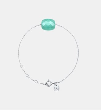 Bracelet, amazonite, or blanc - Morganne Bello - Or blanc