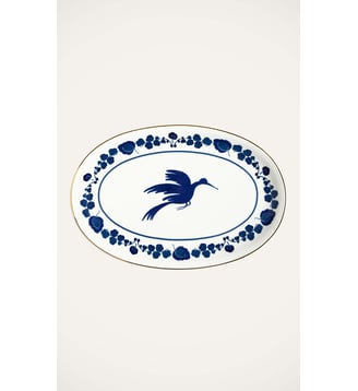 Grand Plate Ovale Wildbird - La DoubleJ - Bleu