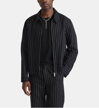 blouson Andie doublé en lin à rayures noir - Agnès b. - Noir