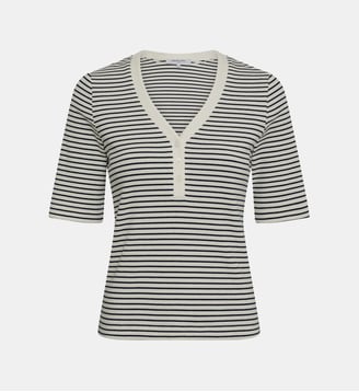T-shirt décolleté à rayures en coton - MAIVA Gerard Darel