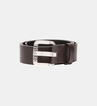 Ceinture en cuir avec boucle logo étoile en métal - Diesel - Marron foncé