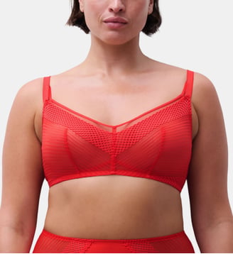 Soutien-gorge sans armature maintien en dentelle - Chantelle Pulp - Rouge cocktail