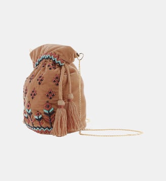 Sac bourse avec broderies et perles ALMAS - Wild - Nude