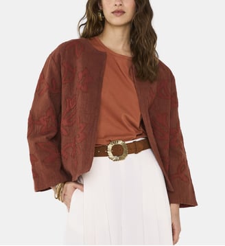 Veste Brodée Manches Longues En Coton Vitalie - Maison 123 - Tomette