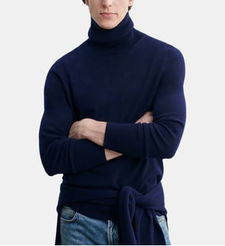 Pull col roulé classique - Bompard - Marine