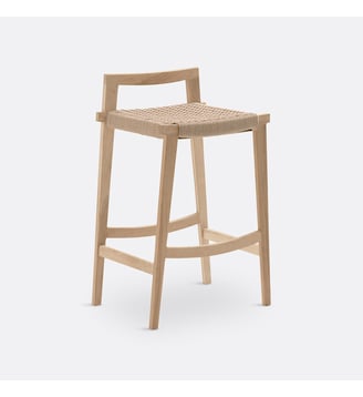 Tabouret de bar chêne massif et tressage La Redoute Interieurs
