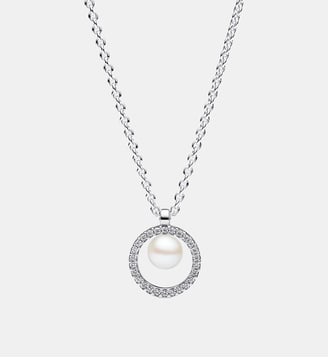 Collier Perle de Culture d'Eau Douce Traitée & Pavé - Pandora - Argenté