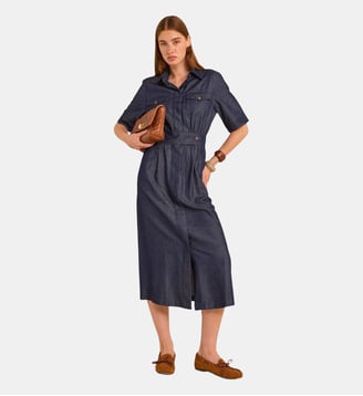 Robe En Denim Droite Praline - Maison 123 - Bleu brut