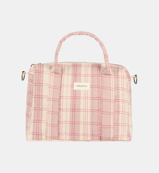Organisateur de pousette & mini sac Stories Édition limitée - Nobodinoz - Carreaux roses et rouges