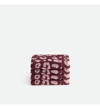 Lot de 4 serviettes d'invité - La Redoute Interieurs - Léopard bordeaux