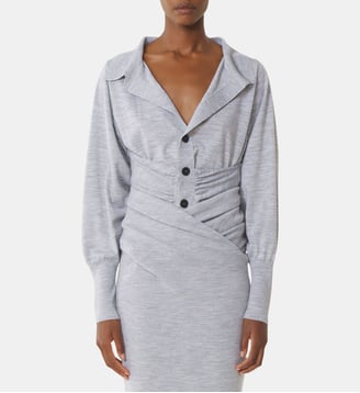 Cardigan Drapé En Laine - Lanvin - Noir