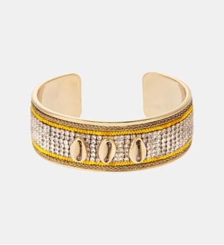 Bracelet jonc ajustable avec coquillages et strass DIADEMA - Hipanema - Jaune