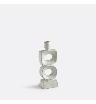 Bougeoir organique en céramique, hauteur 25,5 cm - La Redoute Interieurs - Gris moucheté