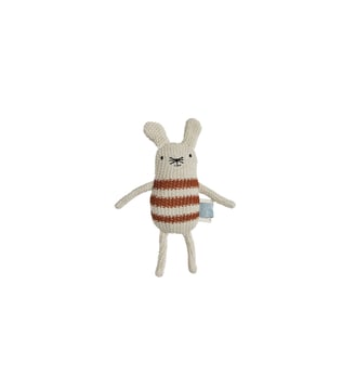 Hochet en coton motif animal - OYOY - Blanc