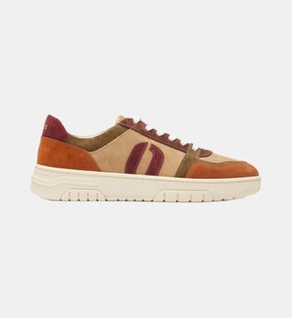 Baskets basses Nino suède - Odaje - Kaki et beige