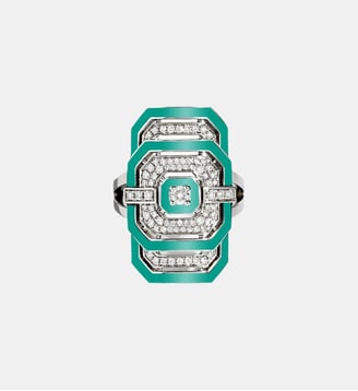 Bague My Way émail, Diamants et Argent - Statement - Argent