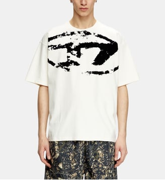 T-shirt avec logo floqué effet vieilli - Diesel - Blanc