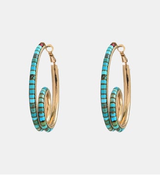 Boucles d'oreilles créoles   - Ninon - Satellite - Bleu turquoise