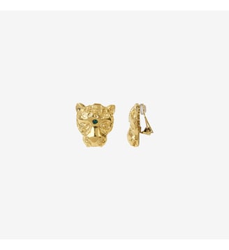 Boucles d'oreilles clip dorées emerald - JUNGLE - Caroline Najman - Or