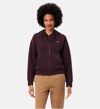 Sweatshirt à capuche zippé en Piqué - Lacoste - Bordeaux foncé