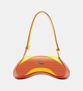 Play - Sac bandoulière en PU matelassé perforé - Diesel - Orange et jaune