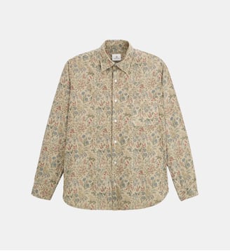 Chemise manches longues velours côtelé imprimé floral - Serge Blanco - Beige