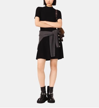 Robe courte en maille avec boutons - Maje - Noir