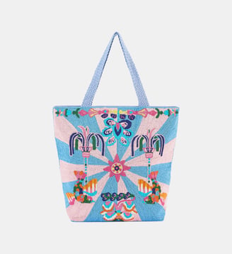 Sac cabas brodé de perles VOLCANO - Wild - Bleu