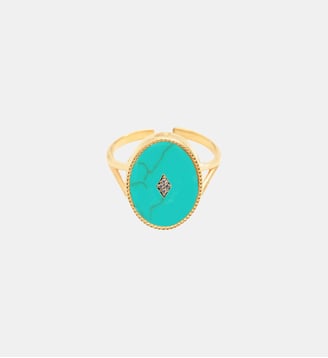 Bague plaqué or  CASSIOPÉE - Nilaï - Bleu clair