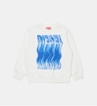 Sweat-shirt à col rond avec logo imprimé - Diesel Kids - Blanc cassé