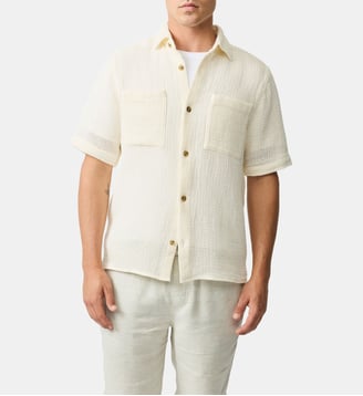Chemise unie droite en coton tricot Enstone Lane - Rodd & Gunn - Barley