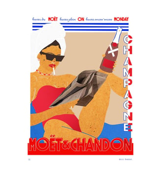 Poster Hello Bonjour - Moet Monday - Poster & Frame - Multicolore