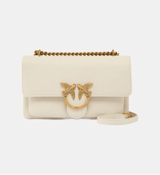 Petit sac à bandoulière love bag en cuir souple - Pinko - Blanc