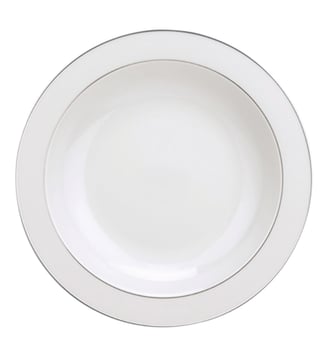 Plat rond creux en porcelaine finition platine - ALBI - Christofle - Blanc