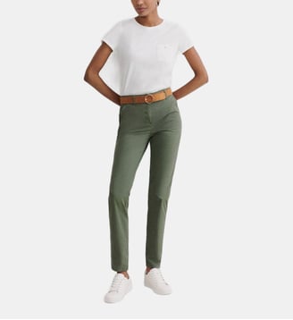 Pantalon adelmo - Motif uni - Coupe cigarette - Caroll - Vert kaki