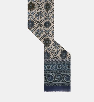Foulard imprimé rosaces  en modal et soie - DORA - Gerard Darel - Marine
