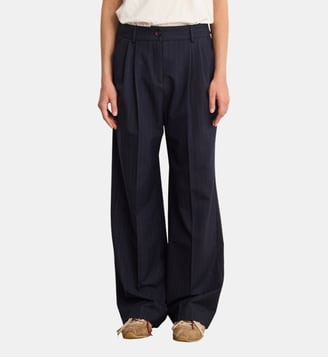 Pantalon de tailleur rayé à pinces - BAHIA - Pablo - Marine