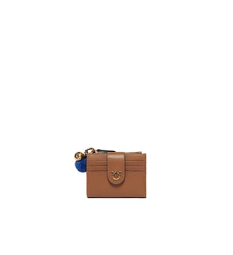 Portefeuille multifonction en cuir avec pompon - Pinko - Marron