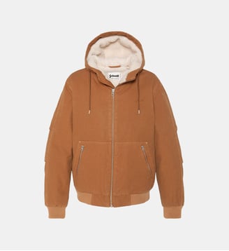 Blouson worker canvas à capuche doublé sherpa - Schott - Camel