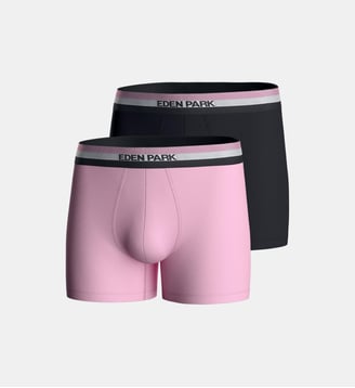 Lot de 2 boxers unis en coton - Eden Park - Rose pâle