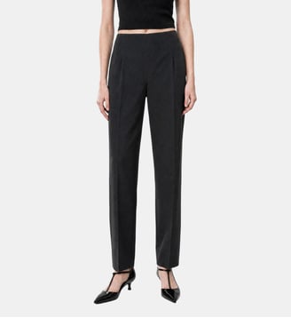 Pantalon de tailleur droit en laine mélangée - The Kooples - Noir