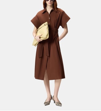 Robe chemise midi ceinturée - Pinko - Marron foncé