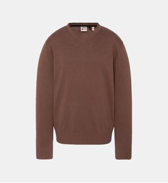 Pull fin à col V - Schott - Chocolat