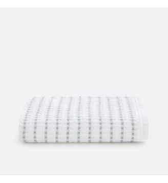 Drap de bain en coton nid d'abeille - La Redoute Interieurs - Blanc et vert de gris