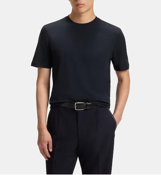T-shirt droit en jersey de coton - BOSS - Bleu marine