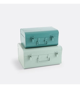 Lot de 2 malles en métal tôle de fer - La Redoute Interieurs - Vert sauge