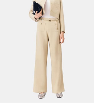 Pantalon tailleur en lin mélangé - Maje - Beige