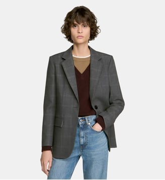 Veste de tailleur à carreaux - Sandro - Gris