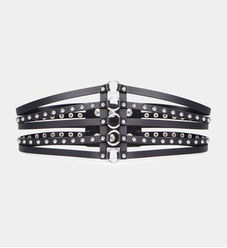 Ceinture corset en cuir avec clous - The Kooples - Noir